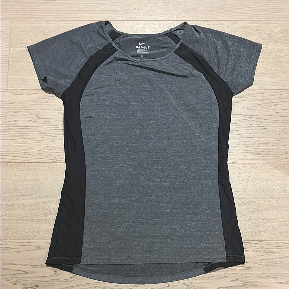 Nike Women's Gray and Black Dri-FIT Top